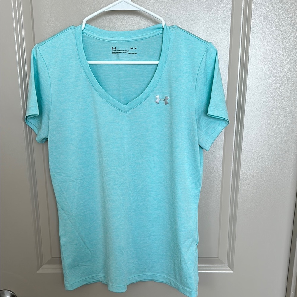 Under Armour Blue V-Neck Fitted Short Sleeve Tee